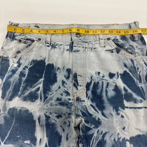 Bleached Dickie Denim Carpenter Pant Mens 32 x 30 Blue Distressed Workwear